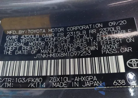 2021 Toyota C-Hr Xle from USA, damaged, VIN JTNKHMBX8M1097253
